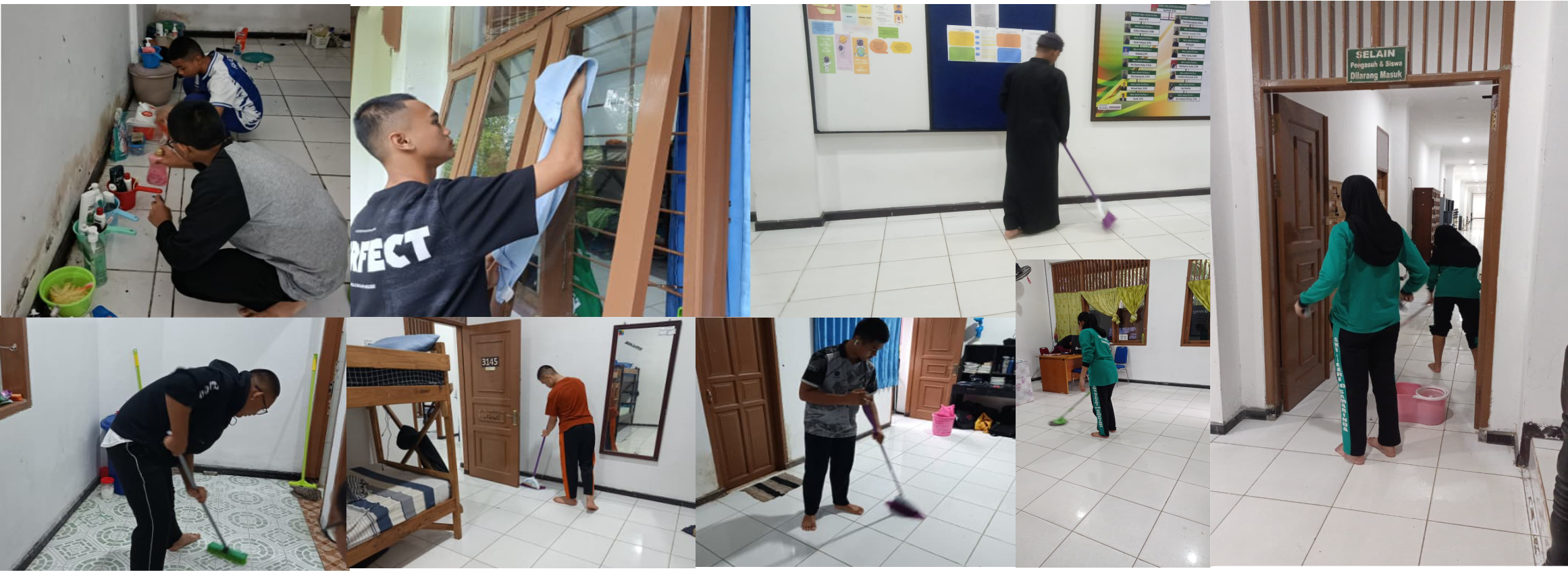 Kegiatan Bersih Bersih Asrama